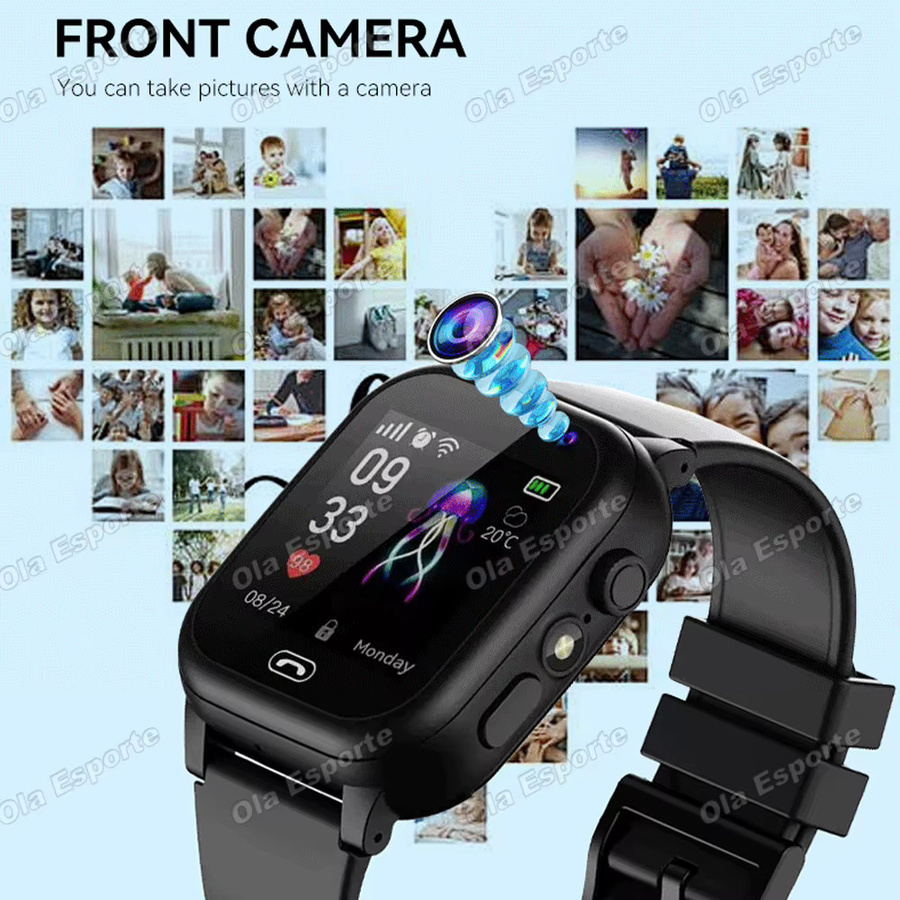 Ola Esporte 4G Kinder-Smartwatch mit GPS-Ortung, HD-Kamera, Videoanruf und Schlafüberwachung, wasserdicht, in Pink oder Schwarz - Bild 4