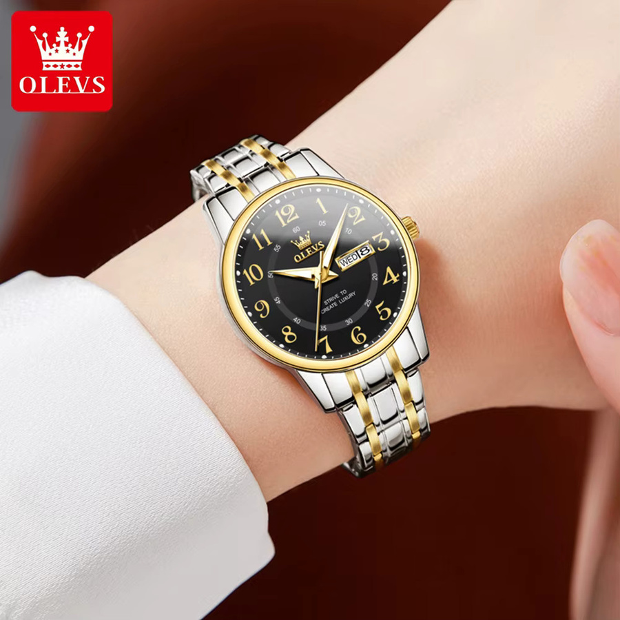 OLEVS Armbanduhr, Quarz, Edelstahl, Gold, Weiß, Damen - Bild 2