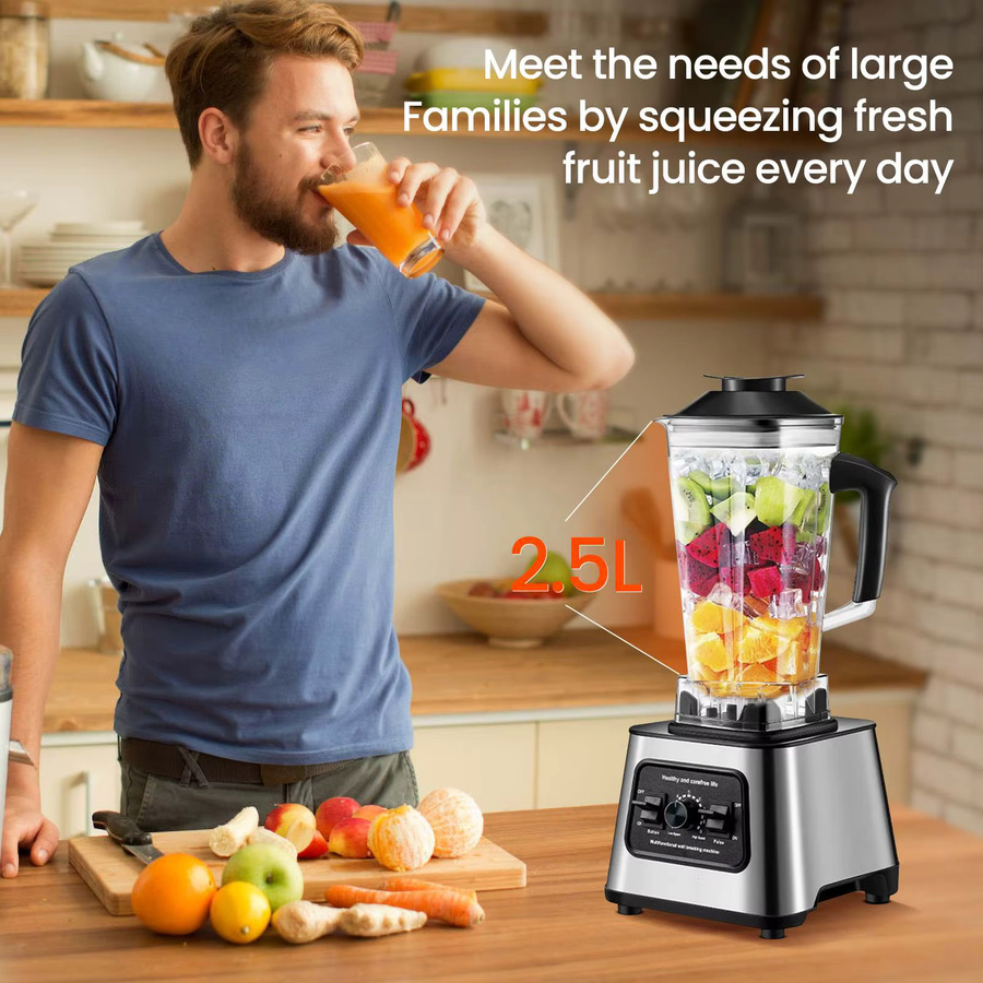 DWiusty Standmixer mit 6000W Leistung, Smoothie-Maker und Entsafter in Schwarz, 2,5 l Behälter - Bild 2