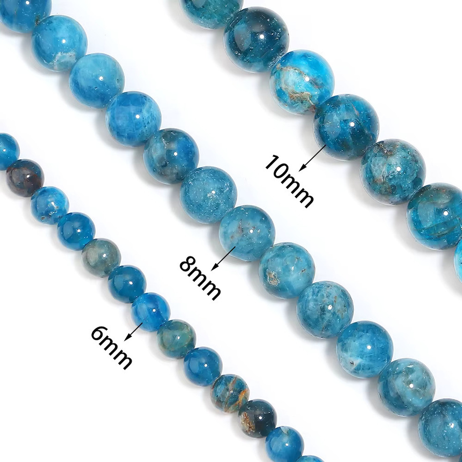 Apatit-Steinperlen, blau, rund, 6/8/10 mm, Unisex - Bild 2