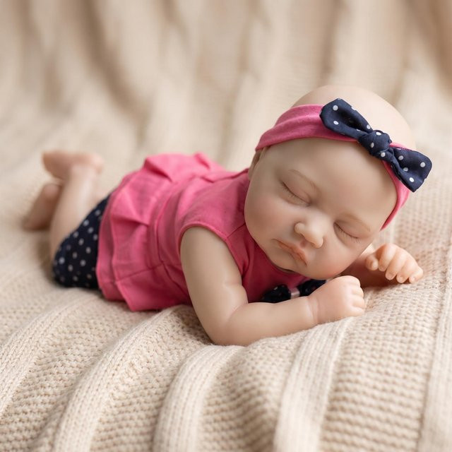 NPK Reborn-Baby-Puppe, 12 Zoll, Vollsilikon, Weiß, Rosa / Pink - Bild 1