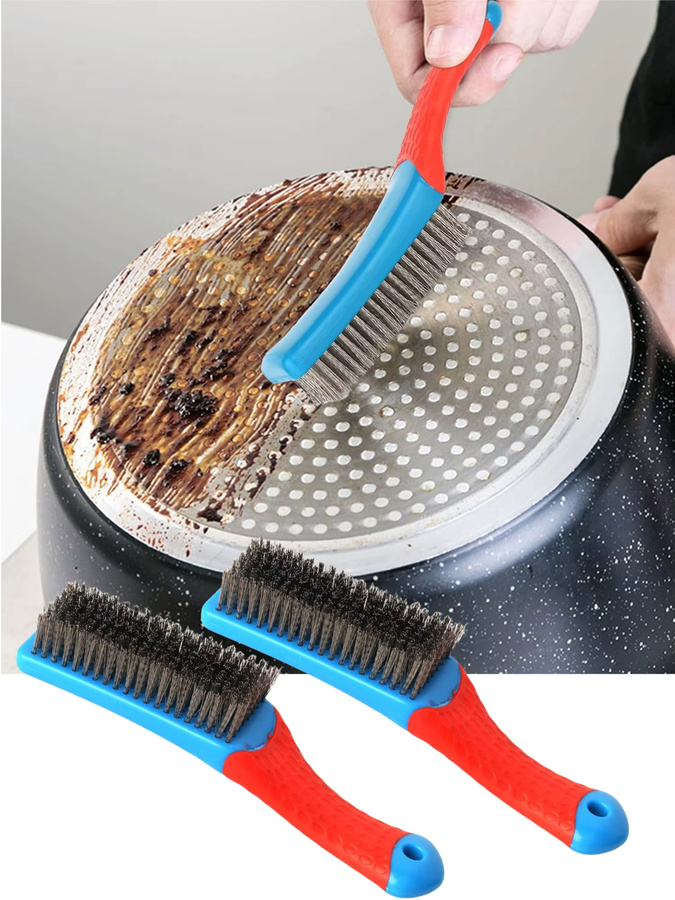 2 Stück Edelstahl-Drahtbürsten in Silber zum Entfernen von Rost und Farbe für Metall und BBQ-Grill - Bild 6