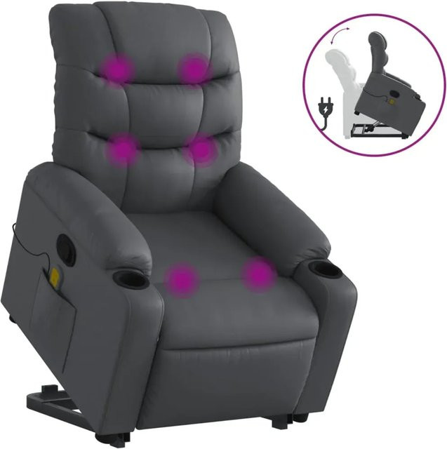 vidaXL Massagesessel Modell 7 mit Aufstehhilfe in Grau aus Kunstleder - Bild 1