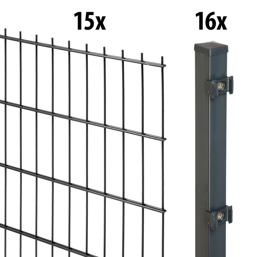 Floraworld Doppelstabmatten-Set aus Stahl in Anthrazit, Höhe: 140 cm, Länge: 30 m - Bild 2