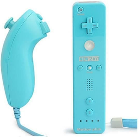 Nintendo Wiimote Controller mit Nunchuk und Motion Plus in Blau mit Bluetooth-Funktion - Bild 1