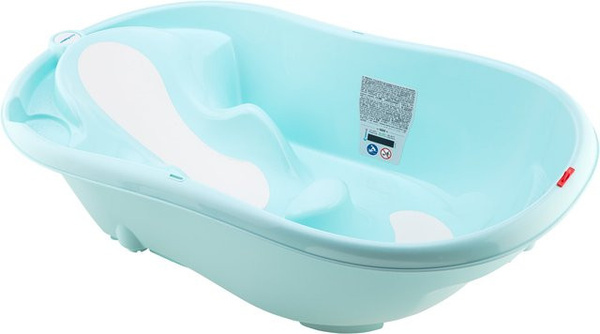 Baby-Walz Basics Badewanne Deluxe in Türkis mit Temperaturanzeige und Ablassstopfen, BPA-frei und rutschfest