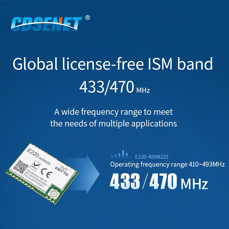 Cesenet E220-400M22S Llcc68 Lora Funkmodul mit 433MHz bis 470MHz, 22dBm Sendeleistung und 6km Reichweite, RF Sender und Empfänger mit IPEX Antenne und LNA - Bild 2