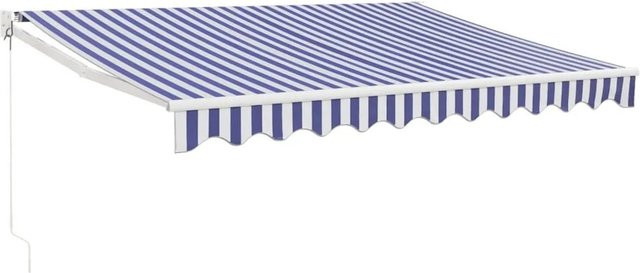 vidaXL Einziehbare Markise aus Aluminium und Polyester in Blau und Weiß gestreift, B x H x T: 3 x 2,5 x 1 m - Bild 1