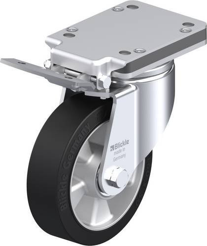 Blickle Lenkrolle LH-ALEV 160K-IS mit Feststeller, Rad-Durchmesser: 160 mm, Tragfähigkeit: 400 kg, Farbe: Silber/Schwarz - Bild 1