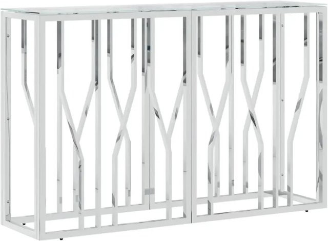 vidaXL Konsolentisch aus Edelstahl und Glas in Silber und Transparent, B/T/H: 110 x 30 x 70 cm - Bild 1