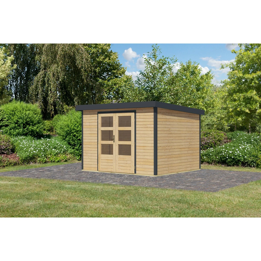 Karibu Gartenhaus Diego 5 A in Naturbelassen und Anthrazit mit B/T/H: 298 x 209 x 242 cm - Bild 2
