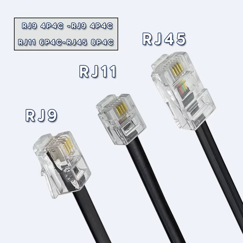 COMNEN Modulares Telefon- und Datenkabel RJ9 auf RJ11 auf RJ45, Schwarz - Bild 1