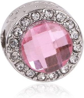 Charm Herzform, Perlen, Zirkonia, Kristall, Zinklegierung, gray, Damen - Bild 1