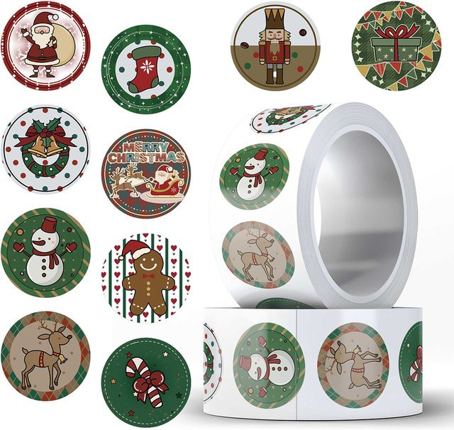 Charile Frohe Weihnachten Santa Claus Cartoon Aufkleber, 500 Teile/rolle - Bild 1