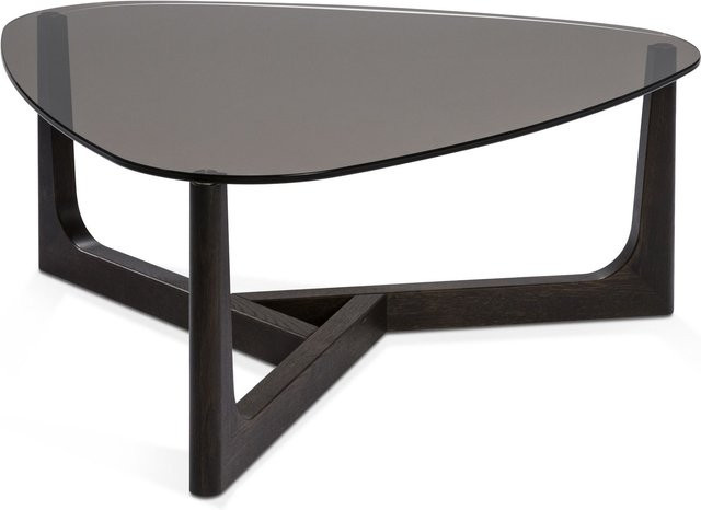 Couchtisch HASSE 7155 HB-43 in Mooreiche massiv und Klarglas, Braun, B/T/H: 90 x 86 x 36 cm - Bild 1