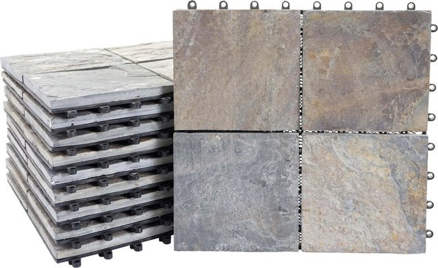 MCW Steinfliese E18 Bodenfliese für Balkon und Terrasse in Granit Bunt, Naturstein-Optik, B/T: 30 x 30 cm, 1 m² - Bild 1