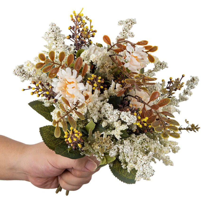 XIAOYINMO Künstliche Seidenblumen Chrysanthemen und Blasengras in Rot für Tischdekoration und Hochzeiten - Bild 4