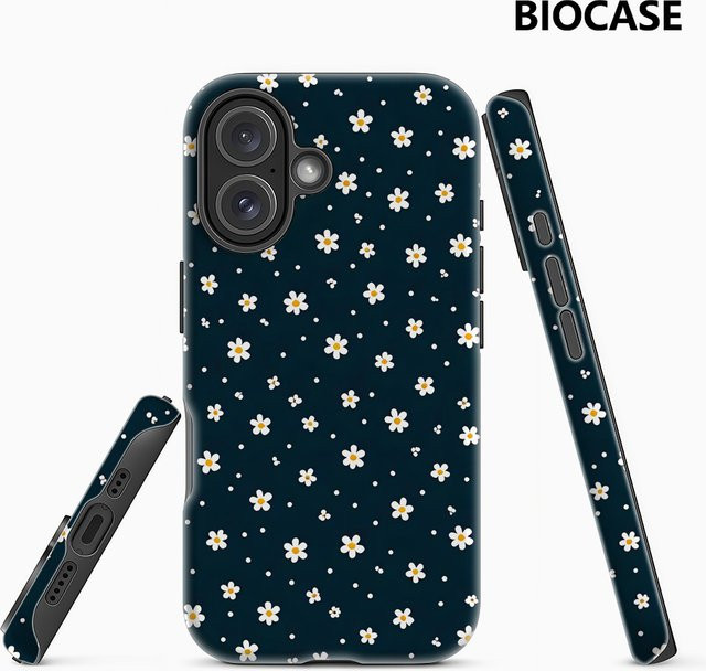 Potdemiel Daisy Dot Handyhülle für iPhone 17 16 15 14 13 Pro Max Plus, Robuste Ein- und Doppelschicht-Schutzhülle mit Magnetfunktion, Farbe: Blau - Bild 1