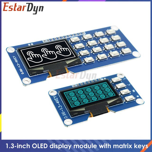 Estardyn 1,3 Zoll OLED-Display SSD1116 mit 4x4 Matrix-Tastaturmodul I2C und SPI für Raspberry Pi und ESP32 in Weiß und Blau - Bild 1