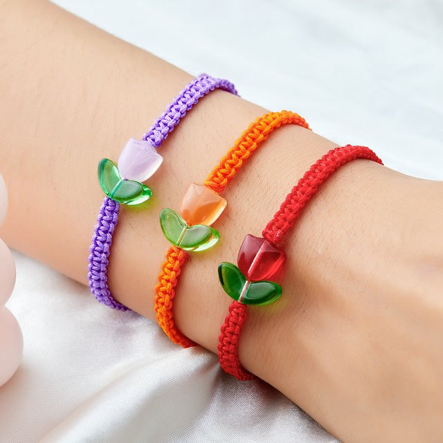 rinhoo Armband, Harz-Tulpen, Seil, Bunt, Damen - Bild 1