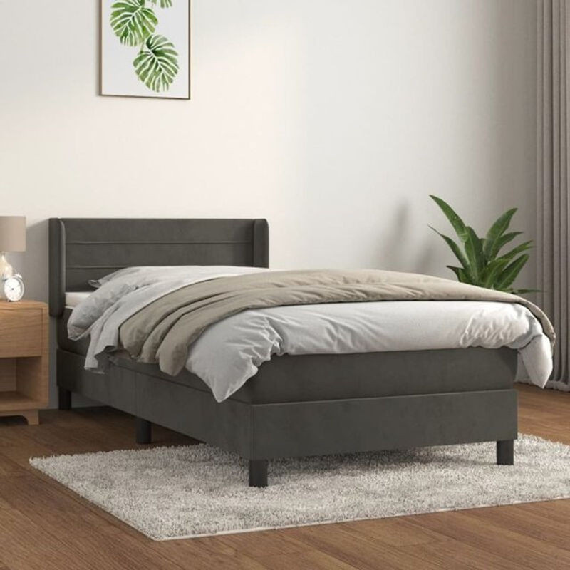 Vidaxl Boxspringbett mit Matratze aus Samt in Anthrazit, B/T/H: 80 x 200 x 83 cm - Bild 1