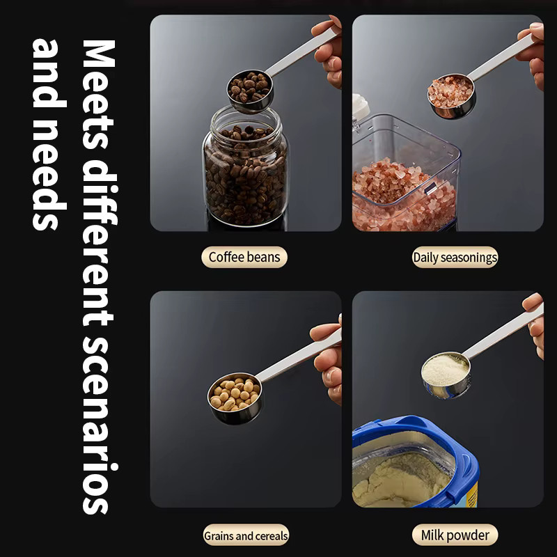 OANKR Premium Kaffeelöffel-Set aus Edelstahl mit langen Griffen, Messlöffel in 15ml, 20ml und 25ml, Farben: Silber und Schwarz - Bild 2