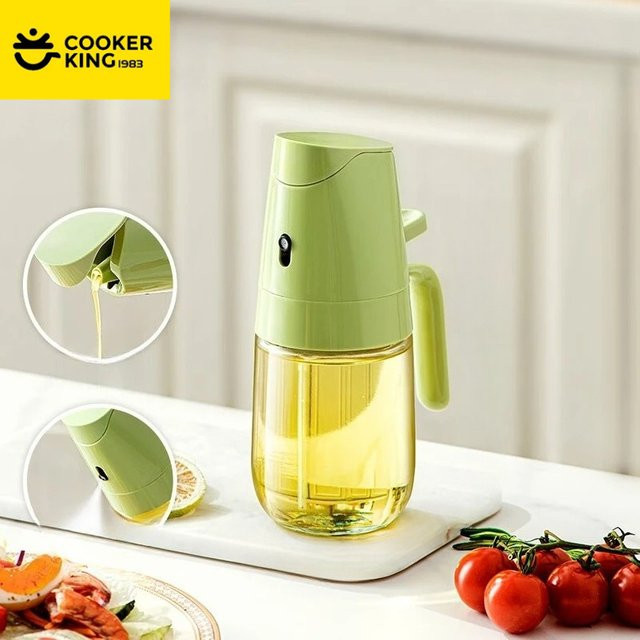 COOKER KING Ölsprühflasche aus Glas und Kunststoff in Grün mit Spray- und Gießfunktion, 300/500 ml - Bild 1