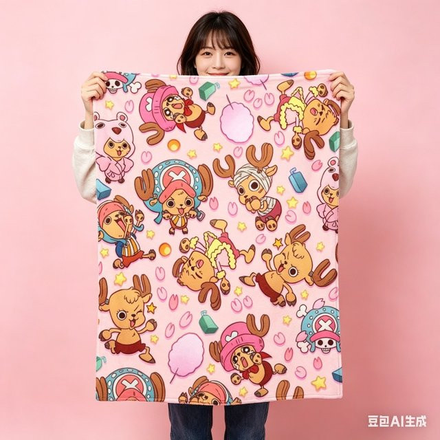 Bandai One Piece Luffy und Chopper Anime Decke, flauschige und atmungsaktive Kuscheldecke in Multicolour - Bild 1