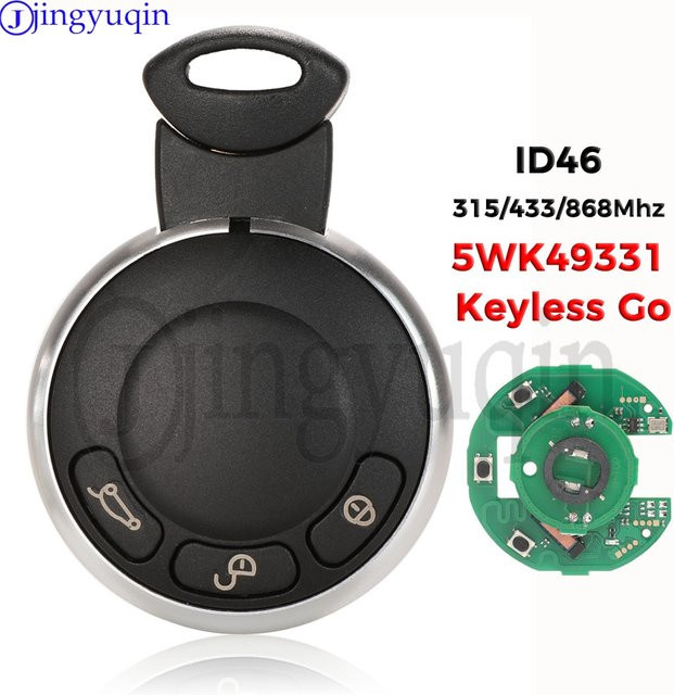 Jingyuqin Smart Auto Schlüssel ID46 für BMW und Mini Cooper Cabrio Clubman Countryman 315/433/868 MHz 5WK49331 - Bild 1