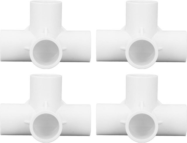 10 Stück 4-Wege PVC-Fitting Winkelrohrverbinder 25mm Abgang Set für Möbelverbindungen in Weiß - Bild 1