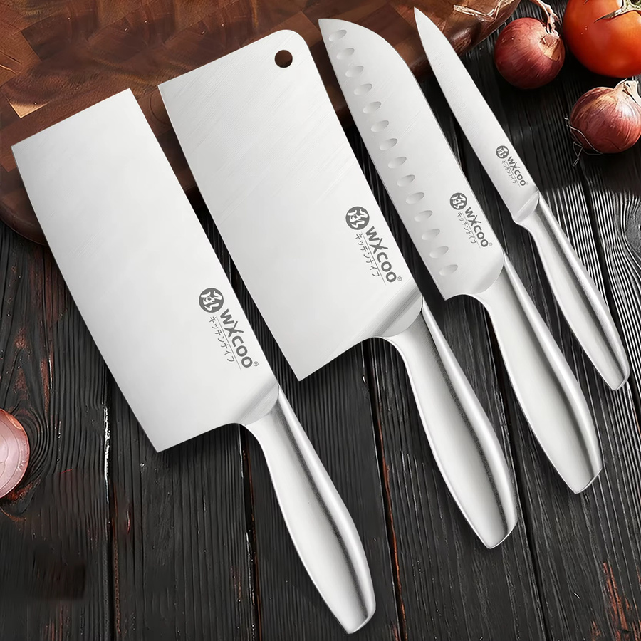 WXCOO Profi Küchenmesser Set aus Edelstahl in Silber, Allzweckmesser mit Hohlgriff für Obst, Fleisch und zum Ausbeinen - Bild 2
