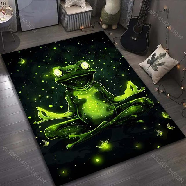 UQIDEHOME Meditationsdruck Teppich mit Pilz und Frosch Motiv, rutschfest, mehrfarbig, B/T: 80 x 50 cm - Bild 1