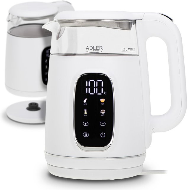 Aeg Wasserkocher aus Glas in Weiß mit 1,7 l Fassungsvermögen, 220 W Leistung, manueller Temperatureinstellung und Temperaturwartungsfunktion - Bild 1