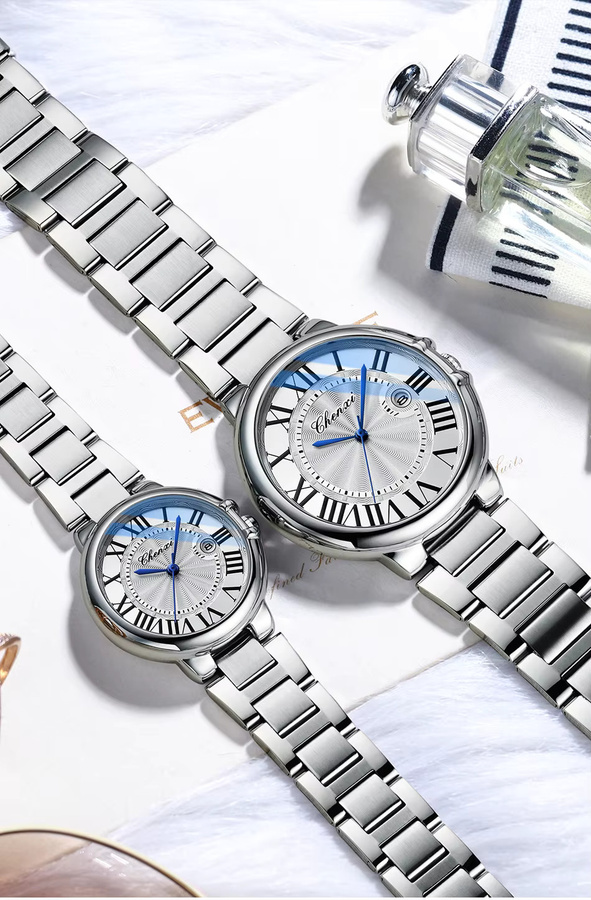 CHENXI Armbanduhr, Quarz, Edelstahl, Silber, Unisex - Bild 3