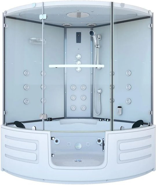AcquaVapore Dampfdusche Whirlpool Duschkabine mit Regendusche, Handbrause, LED-Beleuchtung und Radio in Weiß, B/T: 150 x 150 cm, H: 220 cm - Bild 1