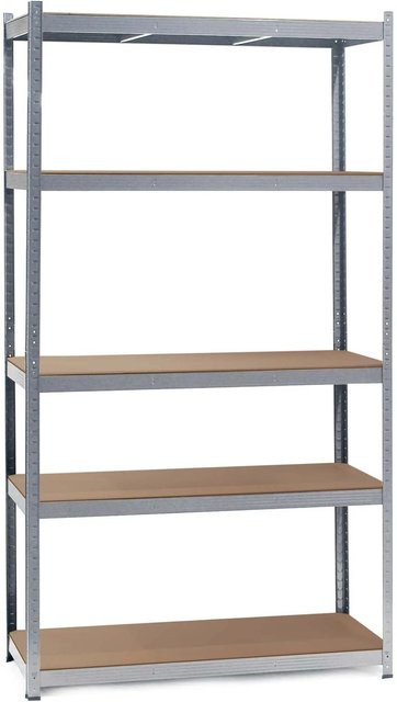 Wiltec Schwerlastregal aus Metall und MDF in Silber, B/T/H: 100 x 60 x 200 cm - Bild 1