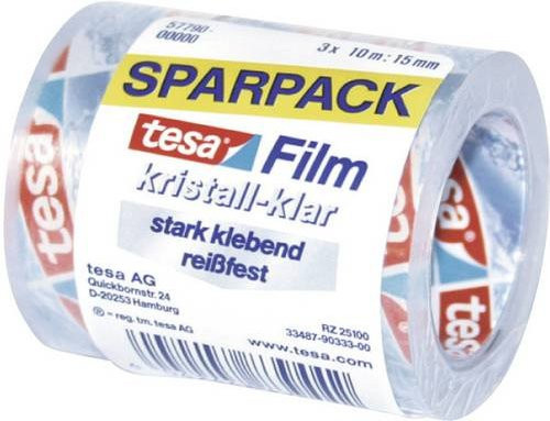 tesafilm CRYSTAL CLEAR Klebefilm transparent 3er Packung Breite: 15 mm, Länge: 10 m - Bild 1