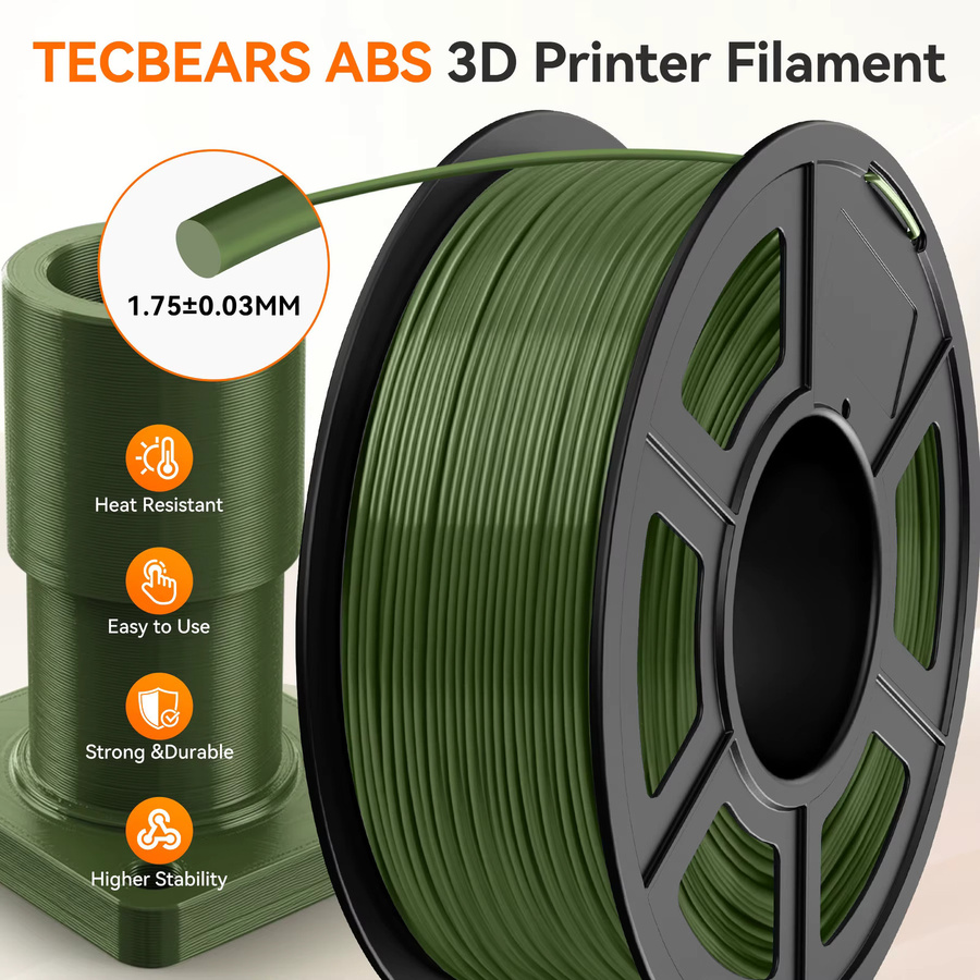TECBEARS ABS 3D-Drucker-Filament 1,75mm Schwarz 5kg für FDM-Drucker - Bild 2