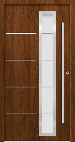 Splendoor Sicherheitshaustür SPLIT Prime RC2 aus Aluminium in Nussbaum Braun mit Glaseinsatz, Höhe: 210 cm, Breite: 100 cm, Tiefe: 7 cm - Bild 1