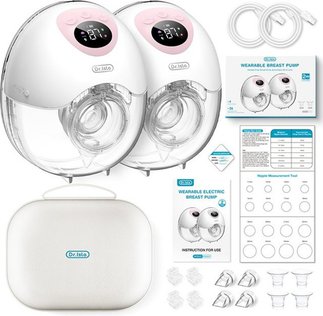 MAMIJOY Elektrische Milchpumpe EB50 Set aus 2 Stück, tragbare und freihändige Milchpumpe mit 4 Modi und 36 Saugstufen, auslaufsicher, Farben: Weiß und Rosa