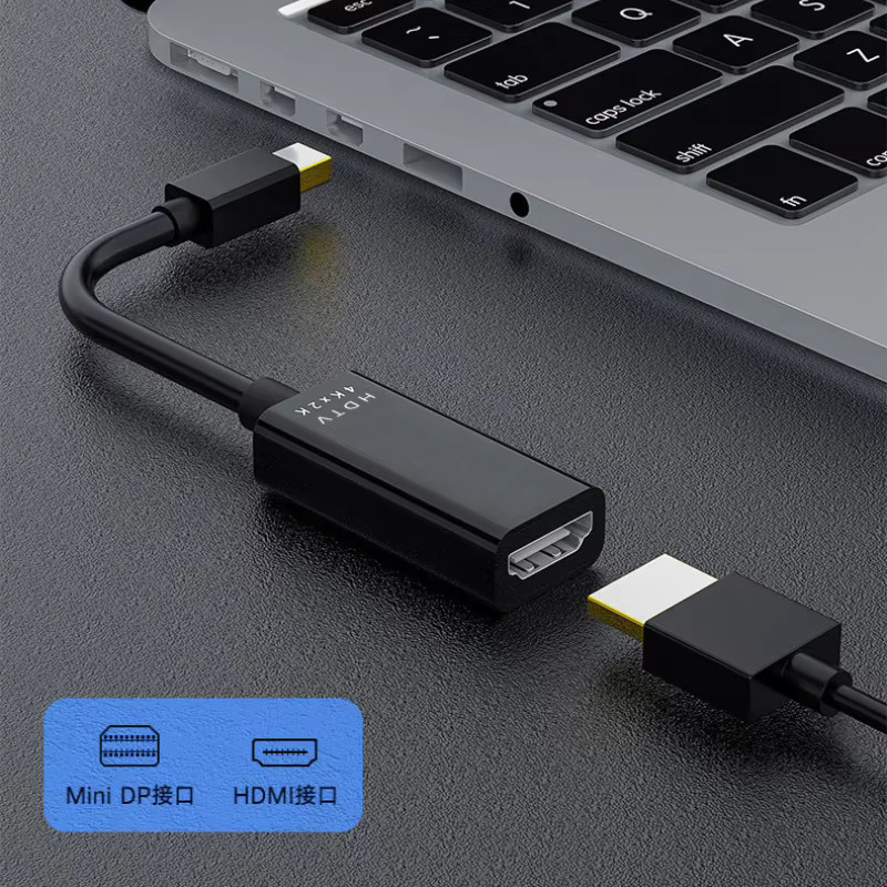 Mini DisplayPort auf HDMI Adapter Kabel für Apple MacBook Air Pro in Schwarz, 4K @ 30Hz Konverter - Bild 2