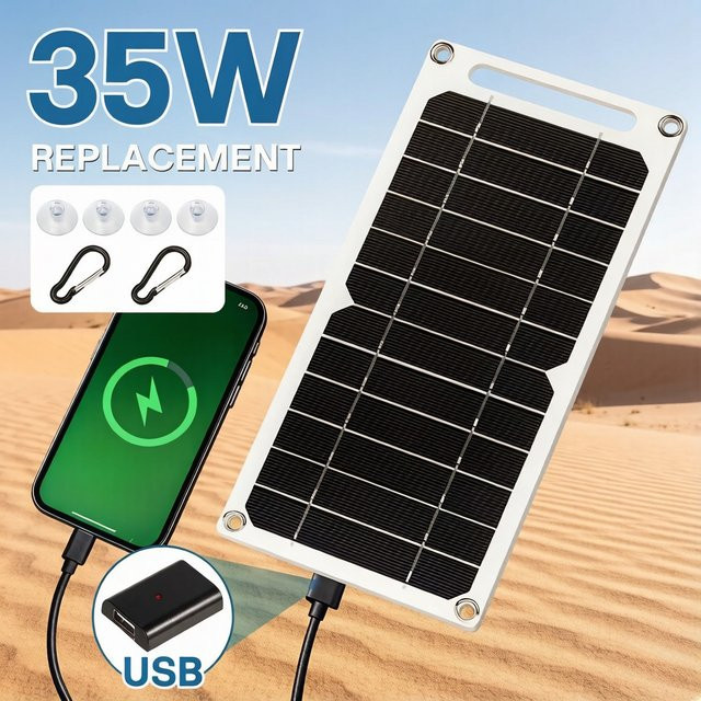 ZRGAE 35W Sunpower Tragbares Solarpanel mit USB-A Anschluss für Handy und Powerbank zum Camping und Outdoor-Einsatz - Bild 1