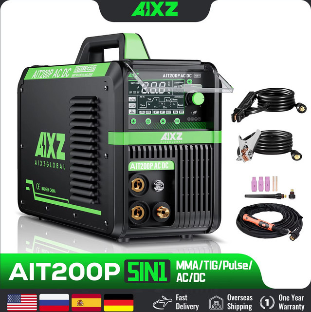 AIXZ HF TIG Schweißgerät AIT200P AC/DC 5 in 1 IGBT Inverter mit Puls-Funktion für Aluminium, Schwarz - Bild 1