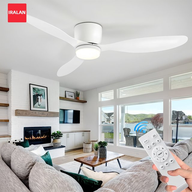 IRALAN Moderner Deckenventilator mit LED-Licht und Fernbedienung in Weiß - Bild 1