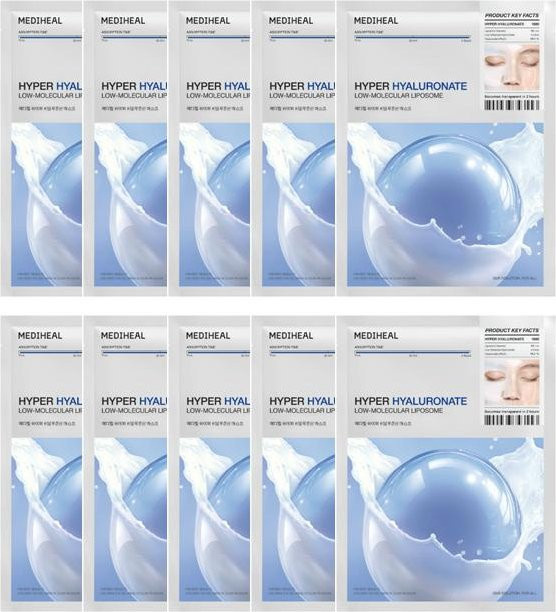 Mediheal Hyper Mask Gesichtspflege, Kollagen, Hyaluronsäure, Panthenol, 10 Stück - Bild 1
