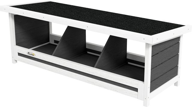 Aosom PawHut Legenest für Hühner mit 3 Ställen aus Holz, wetterfestes Asphaltdach, Grau Schwarz, B/T/H: 95 x 37 x 34 cm - Bild 1