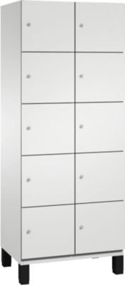 C+P Schließfachschrank Cambio mit 10 Fächern und 2 Abteilen, auf Füßen, Farbe: Lichtgrau, B/T/H: 80,0 x 52,5 x 198,0 cm - Bild 1