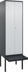 C+P Spind Classic PLUS Garderobenbank mit 2 Abteilen, Schwarz-Weiß, B/T/H: 212 x 60 x 81,5 cm - Bild 1