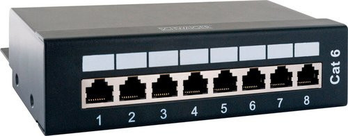 SCHWAIGER Patchpanel CAT6 mit 8 Ports für Ethernet/LAN in Schwarz - Bild 1