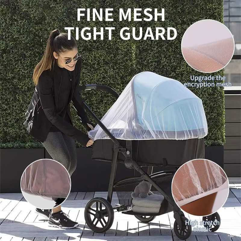 Atmungsbares Kinderwagen-Moskitonetz in Weiß für vollständige Abdeckung - Bild 3